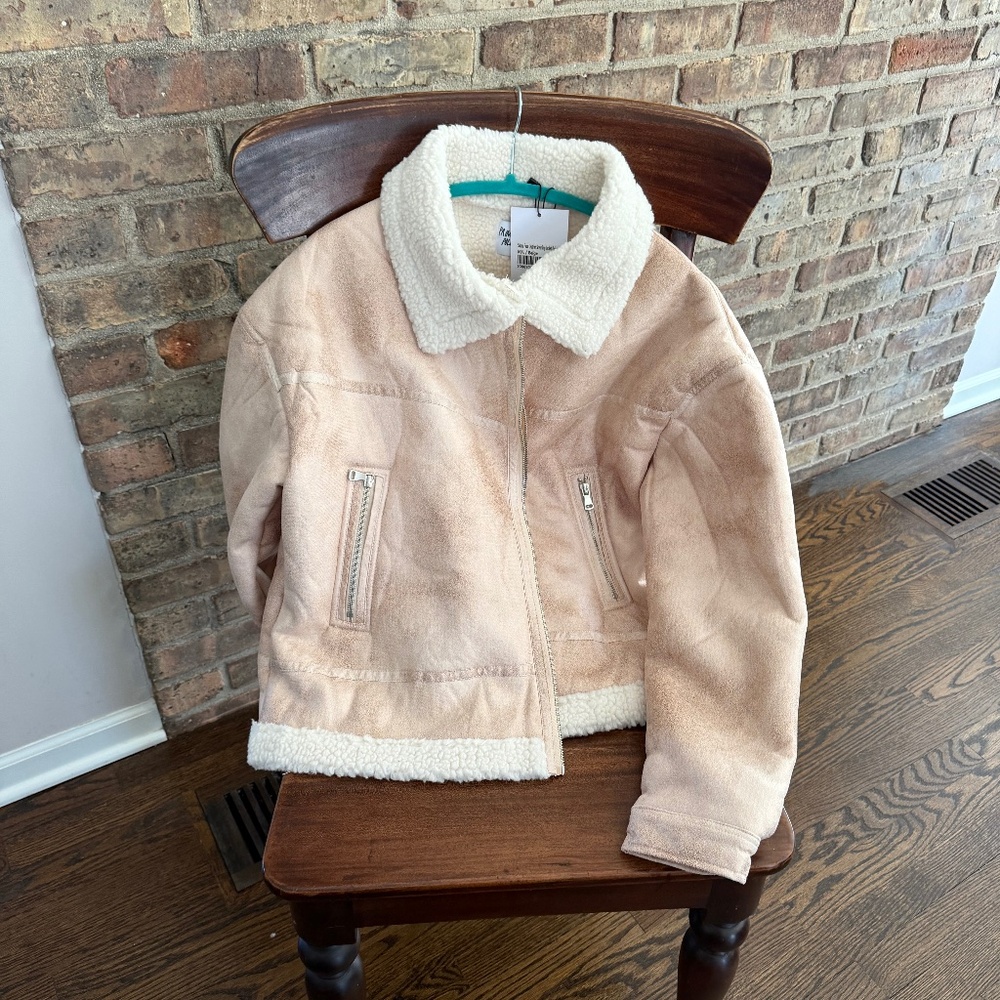 Polly Solara Faux Leather Shearling Jacket Tags On